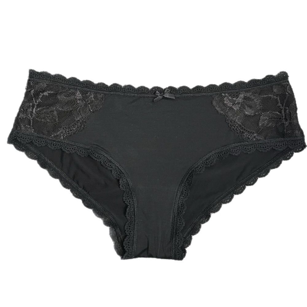 Victorias Secret Body Supersoft Satiny Lace detail Hiphugger Panty Black Small